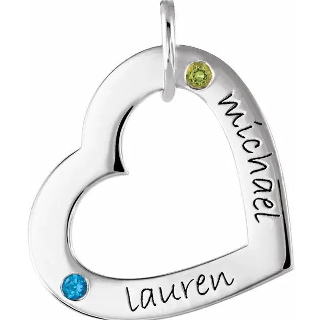 Fire Brilliance Necklaces 2Stone Posh Mommy Medium Engravable Heart Loop Pendant