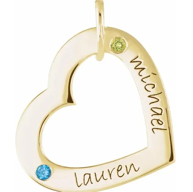Fire Brilliance Necklaces 2Stone Posh Mommy Medium Engravable Heart Loop Pendant