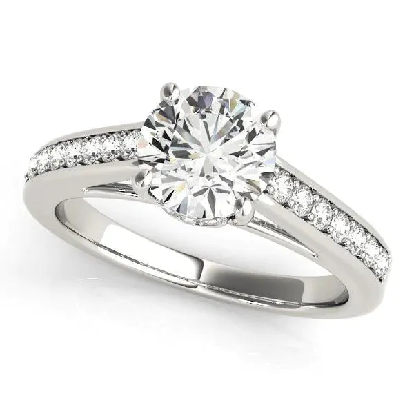 Fire Brilliance PRESLEY 8MM ROUND CENTER STONE DIAMOND CHANNEL CATHEDRAL RING Rings Fire Brilliance PRESLEY 8MM ROUND CENTER STONE DIAMOND CHANNEL CATHEDRAL RING Rings
