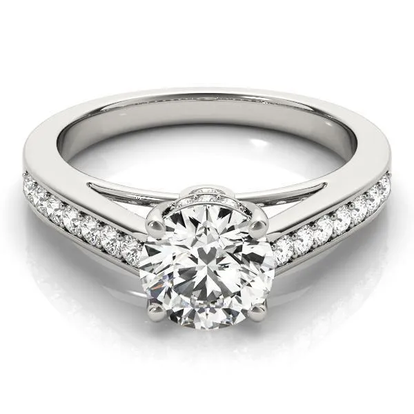 Fire Brilliance PRESLEY 8MM ROUND CENTER STONE DIAMOND CHANNEL CATHEDRAL RING Rings