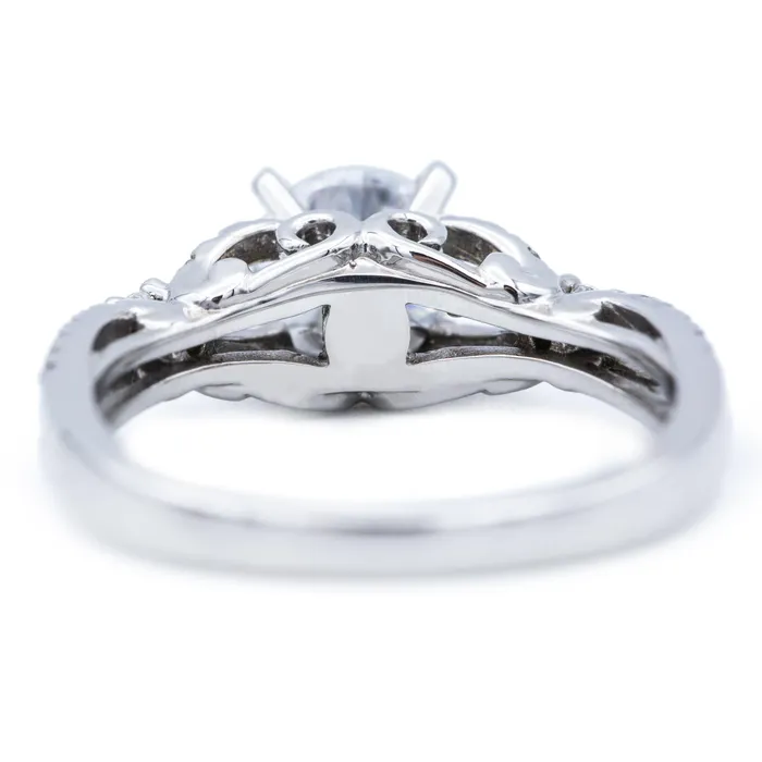 Fire Brilliance Rings 65mm Round Center 14K White Gold Half Infinity Shank Ring