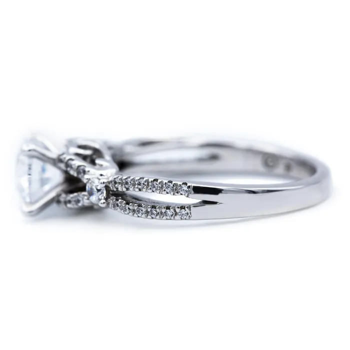 Fire Brilliance Rings 65mm Round Center 14K White Gold Half Infinity Shank Ring
