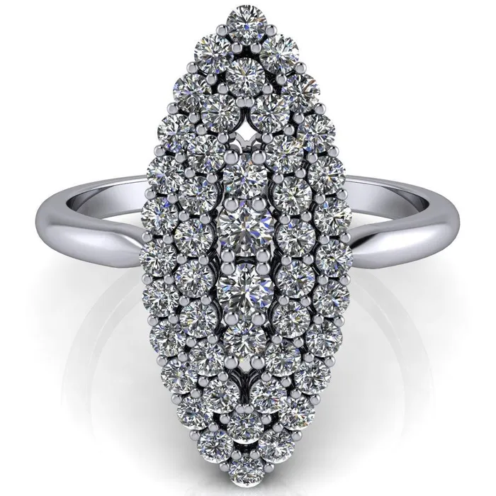 Fire Brilliance Rings Anastasia MicroPave Diamonds Marquise Shaped Statement Ring