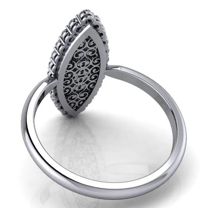 Fire Brilliance Rings Anastasia MicroPave Diamonds Marquise Shaped Statement Ring