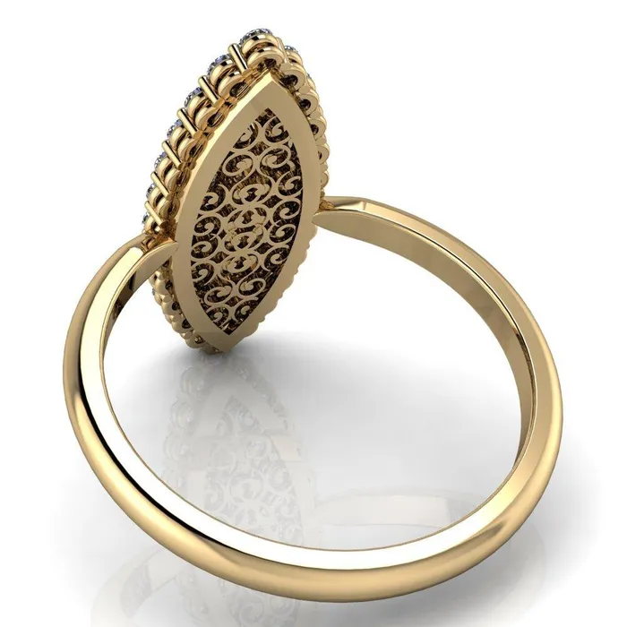 Fire Brilliance Rings Anastasia MicroPave Diamonds Marquise Shaped Statement Ring