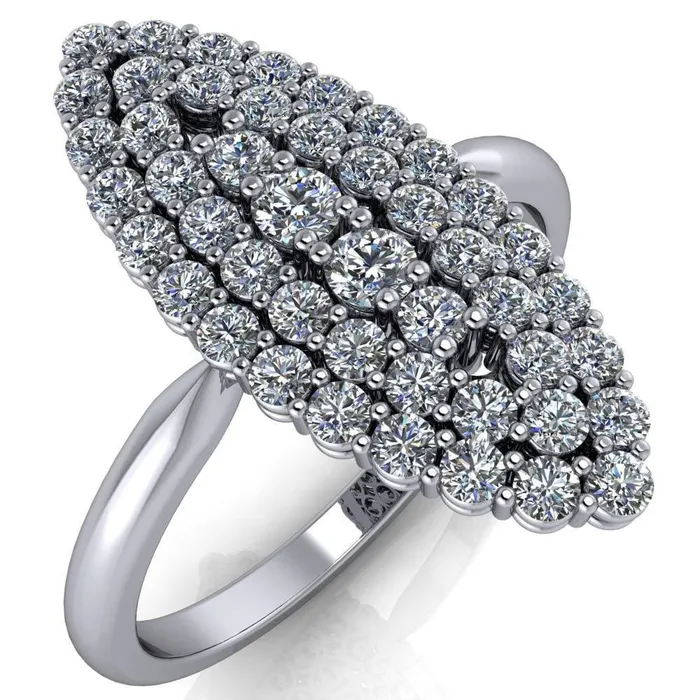 Fire Brilliance Rings Anastasia MicroPave Diamonds Marquise Shaped Statement Ring