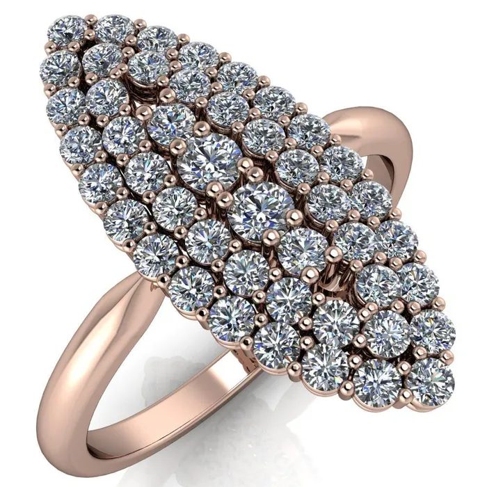 Fire Brilliance Rings Anastasia MicroPave Diamonds Marquise Shaped Statement Ring