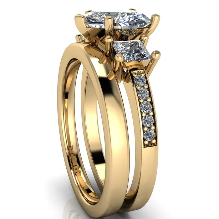 Fire Brilliance Rings Audrina Heart Moissanite Side Square Diamond Shank Ring