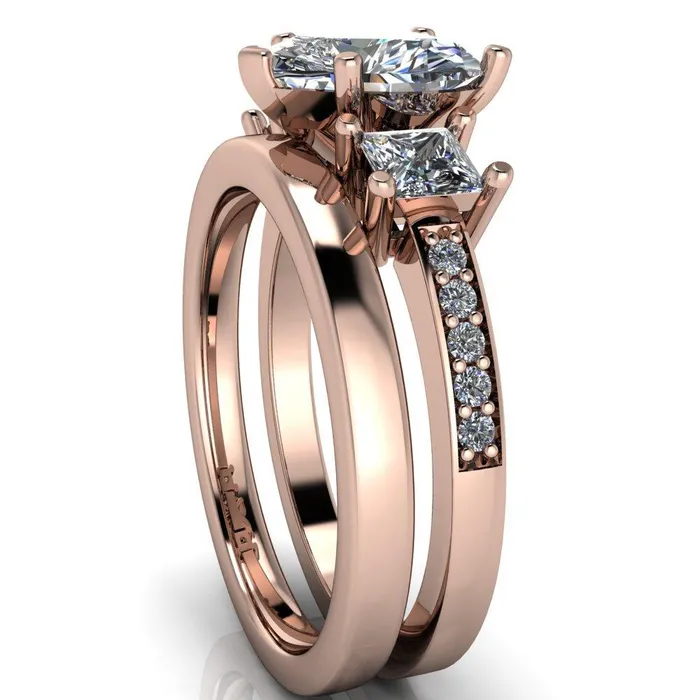 Fire Brilliance Rings Audrina Heart Moissanite Side Square Diamond Shank Ring