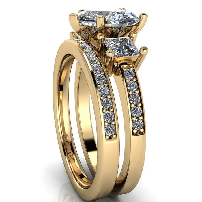 Fire Brilliance Rings Audrina Heart Moissanite Side Square Diamond Shank Ring
