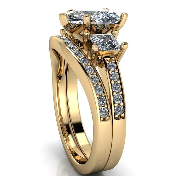 Fire Brilliance Rings Audrina Heart Moissanite Side Square Diamond Shank Ring