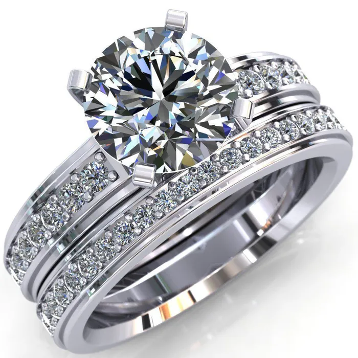 Fire Brilliance Rings Beatrix Round Center Stone Classic 4 Prong Low Etched Shank Diamond Shoulders Solitaire Ring Fire Brilliance Rings Beatrix Round Center Stone Classic 4 Prong Low Etched Shank Diamond Shoulders Solitaire Ring