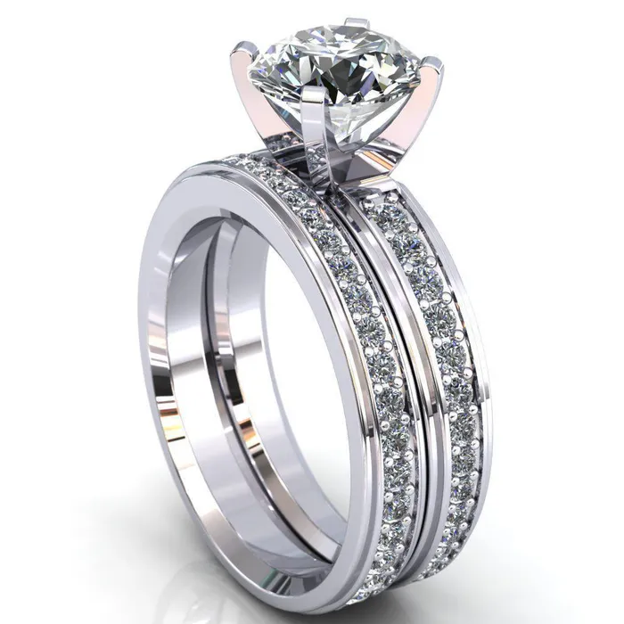 Fire Brilliance Rings Beatrix Round Center Stone Classic 4 Prong Low Etched Shank Diamond Shoulders Solitaire Ring