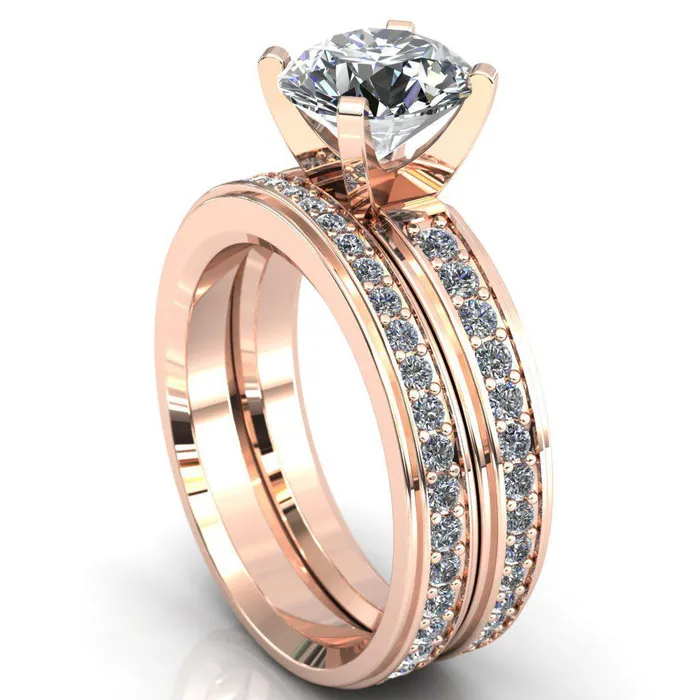 Fire Brilliance Rings Beatrix Round Center Stone Classic 4 Prong Low Etched Shank Diamond Shoulders Solitaire Ring