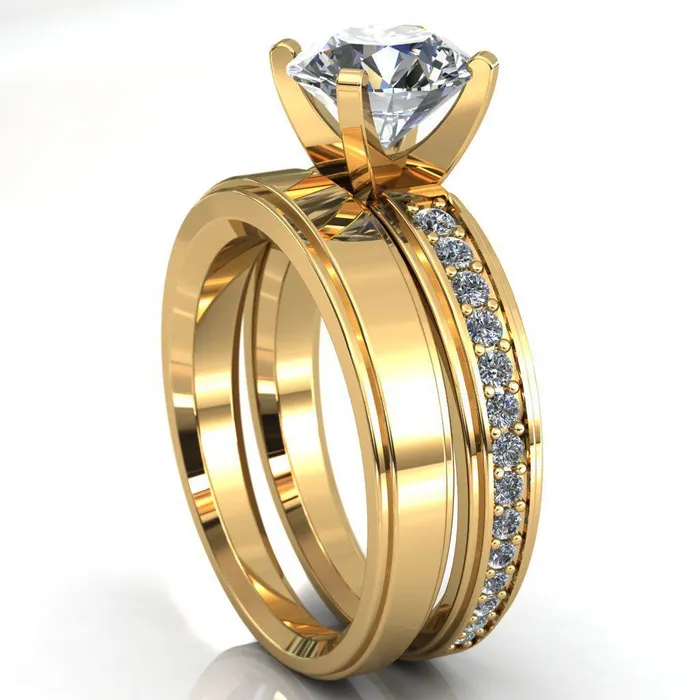 Fire Brilliance Rings Beatrix Round Center Stone Classic 4 Prong Low Etched Shank Diamond Shoulders Solitaire Ring