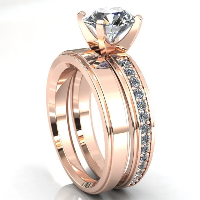 Fire Brilliance Rings Beatrix Round Center Stone Classic 4 Prong Low Etched Shank Diamond Shoulders Solitaire Ring