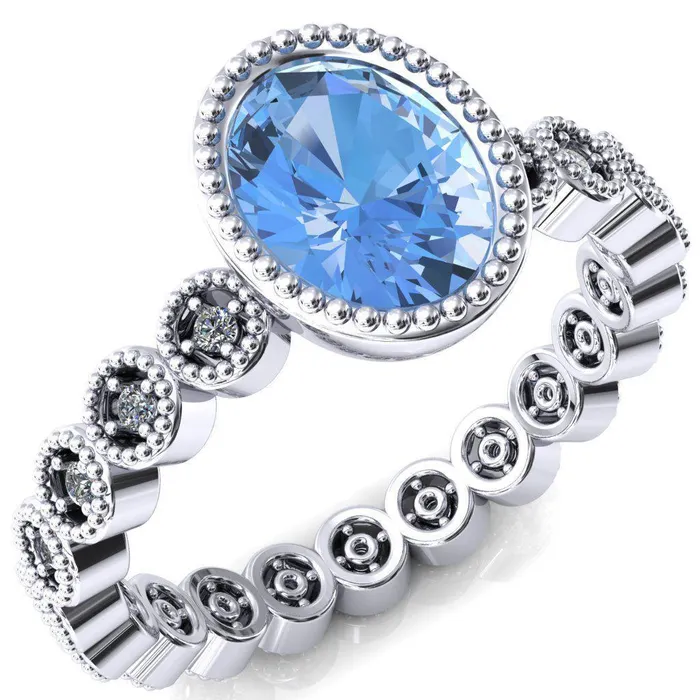 Fire Brilliance Rings Borea Oval Aqua Blue Spinel Milgrain Bezel Full Eternity Diamond Accent Ring Fire Brilliance Rings Borea Oval Aqua Blue Spinel Milgrain Bezel Full Eternity Diamond Accent Ring