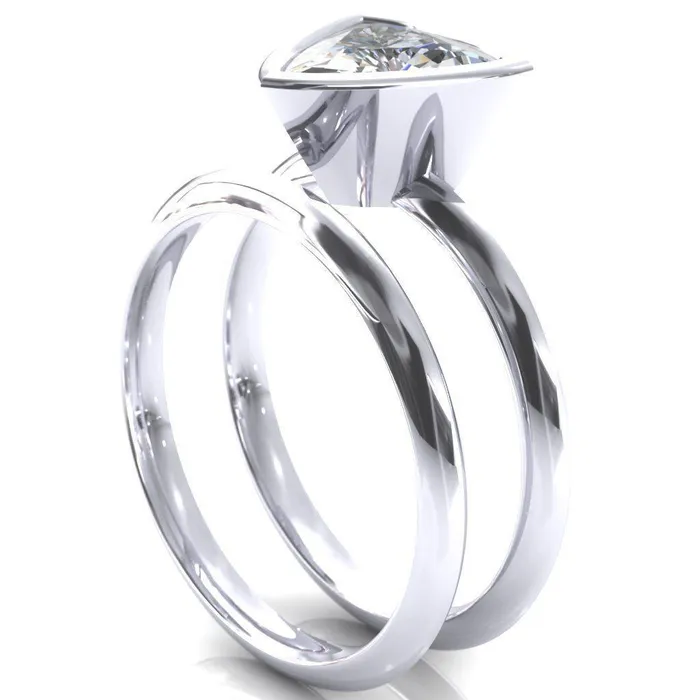 Fire Brilliance Rings Denice Trillion Moissanite Bezel Head Knife Shank Ring