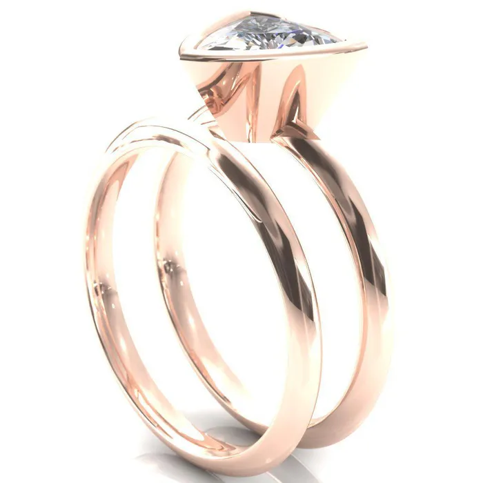 Fire Brilliance Rings Denice Trillion Moissanite Bezel Head Knife Shank Ring