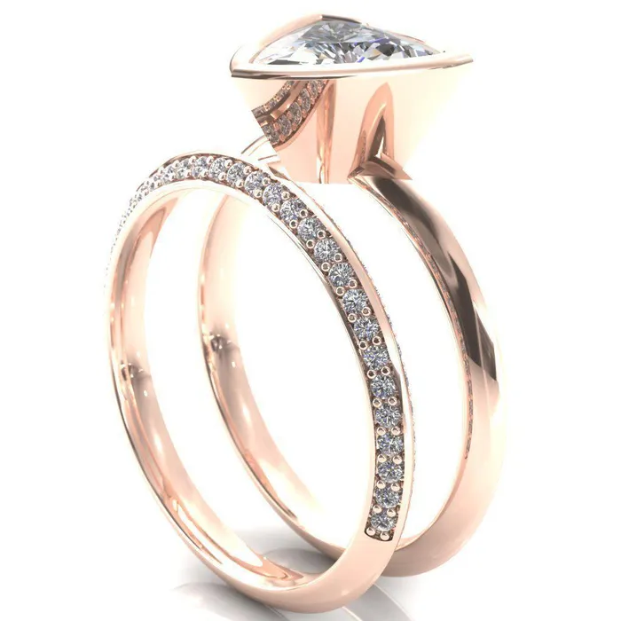 Fire Brilliance Rings Denice Trillion Moissanite Bezel Head Knife Shank Ring