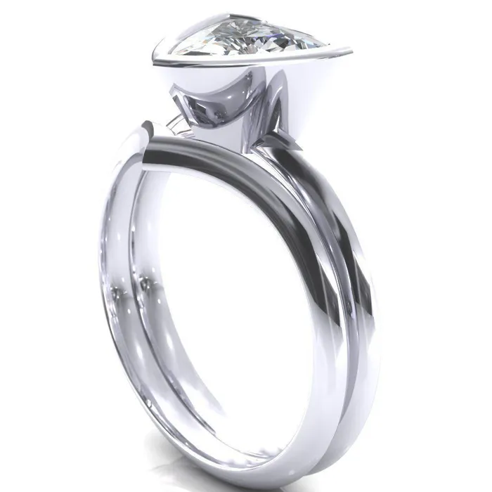 Fire Brilliance Rings Denice Trillion Moissanite Bezel Head Knife Shank Ring