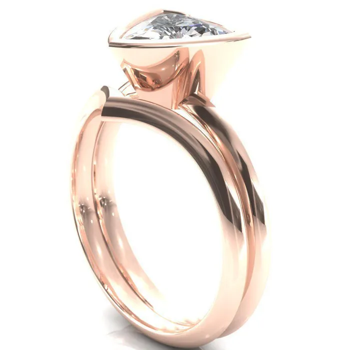Fire Brilliance Rings Denice Trillion Moissanite Bezel Head Knife Shank Ring
