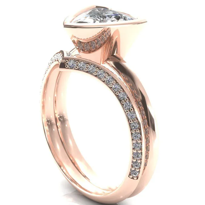 Fire Brilliance Rings Denice Trillion Moissanite Bezel Head Knife Shank Ring