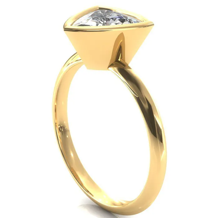 Fire Brilliance Rings Denice Trillion Moissanite Bezel Head Knife Shank Ring