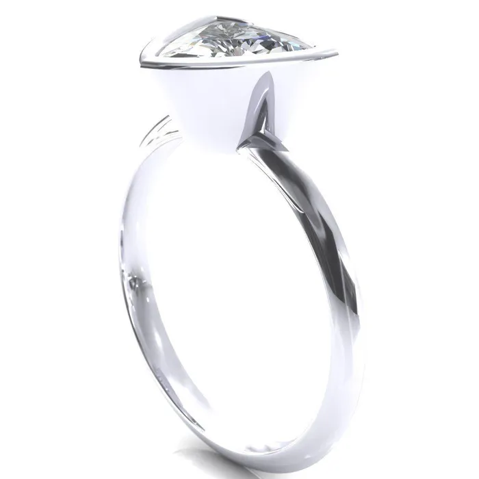 Fire Brilliance Rings Denice Trillion Moissanite Bezel Head Knife Shank Ring