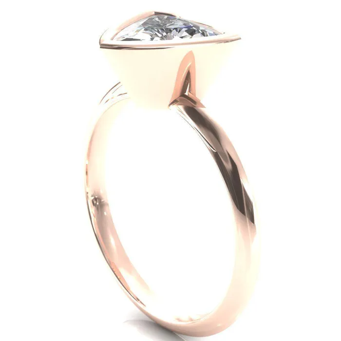 Fire Brilliance Rings Denice Trillion Moissanite Bezel Head Knife Shank Ring