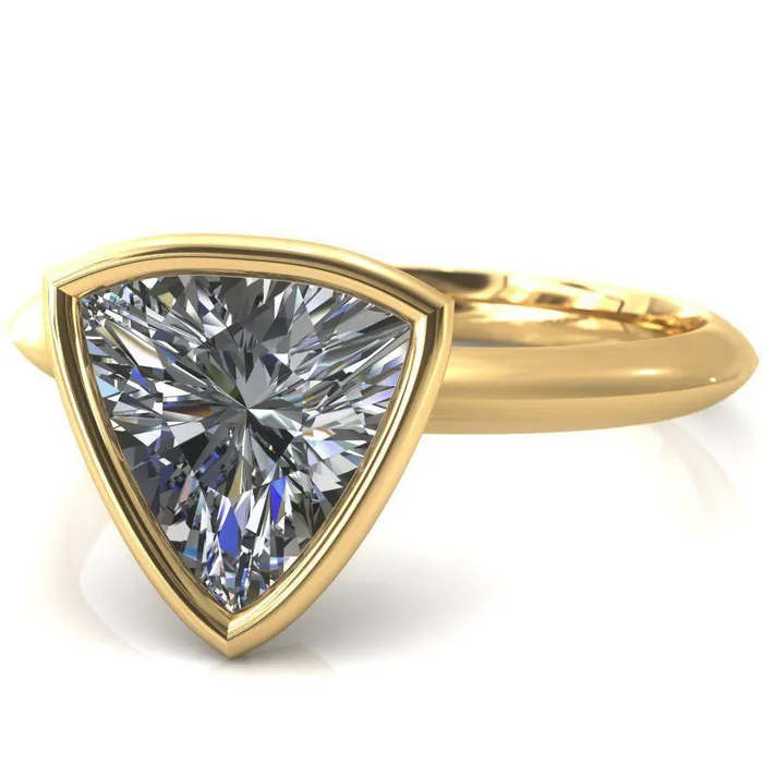 Fire Brilliance Rings Denice Trillion Moissanite Bezel Head Knife Shank Ring
