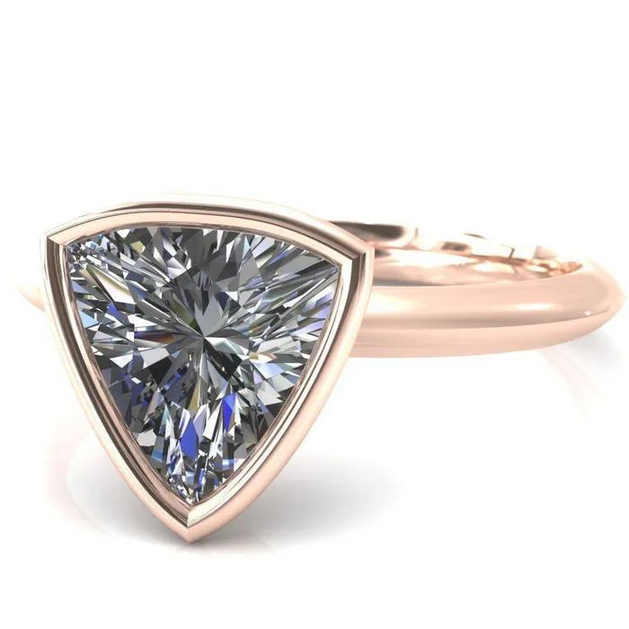 Fire Brilliance Rings Denice Trillion Moissanite Bezel Head Knife Shank Ring