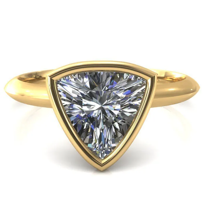 Fire Brilliance Rings Denice Trillion Moissanite Bezel Head Knife Shank Ring