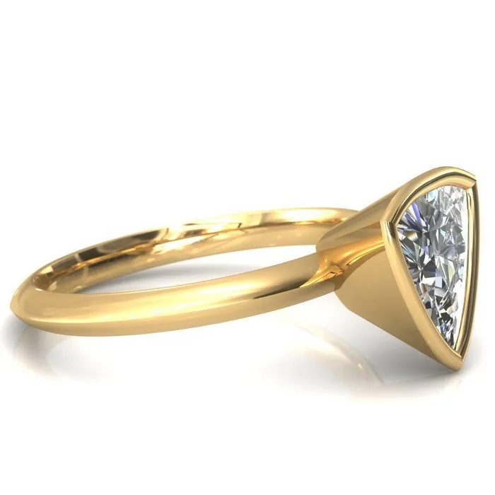 Fire Brilliance Rings Denice Trillion Moissanite Bezel Head Knife Shank Ring