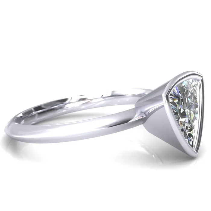 Fire Brilliance Rings Denice Trillion Moissanite Bezel Head Knife Shank Ring