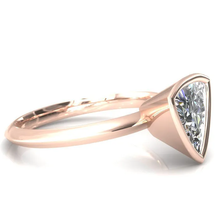 Fire Brilliance Rings Denice Trillion Moissanite Bezel Head Knife Shank Ring