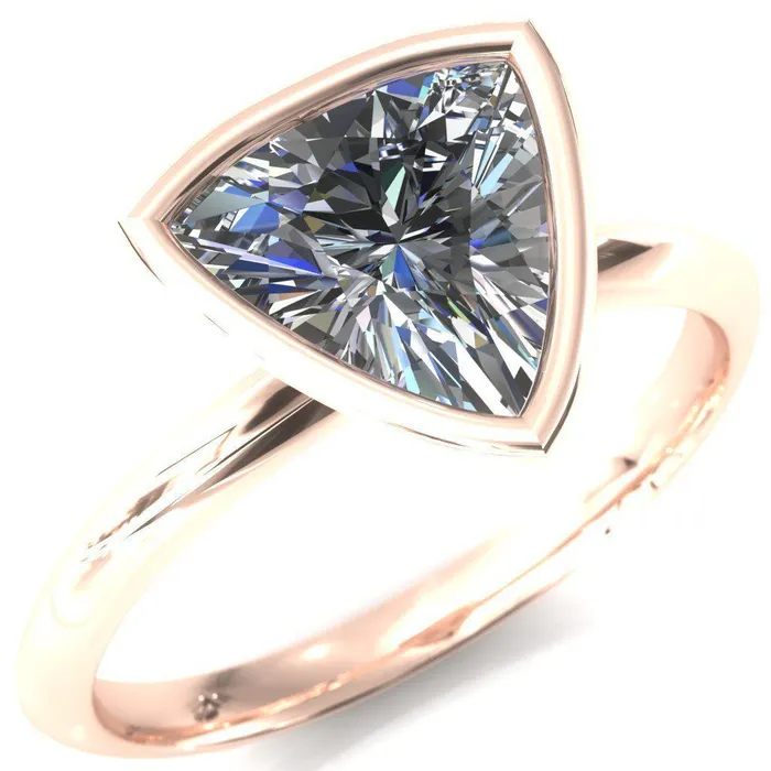 Fire Brilliance Rings Denice Trillion Moissanite Bezel Head Knife Shank Ring