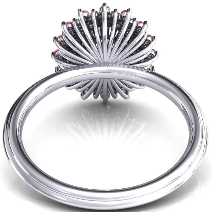 Fire Brilliance Rings Eridanus Oval Center Stone Cluster Diamond and Padparadscha Sapphire Halo Wedding Ring ver3