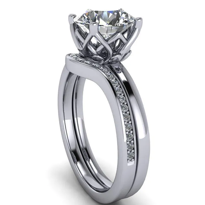 Fire Brilliance Rings Euphori Round Center Stone Rose Basket Ring