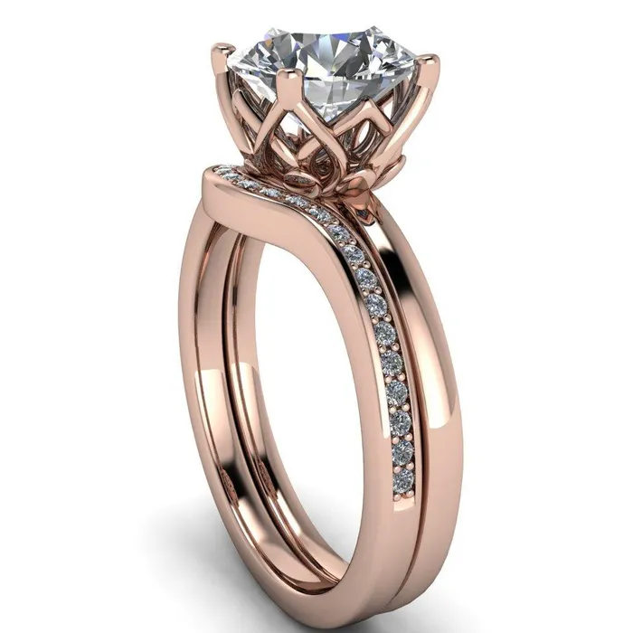 Fire Brilliance Rings Euphori Round Center Stone Rose Basket Ring
