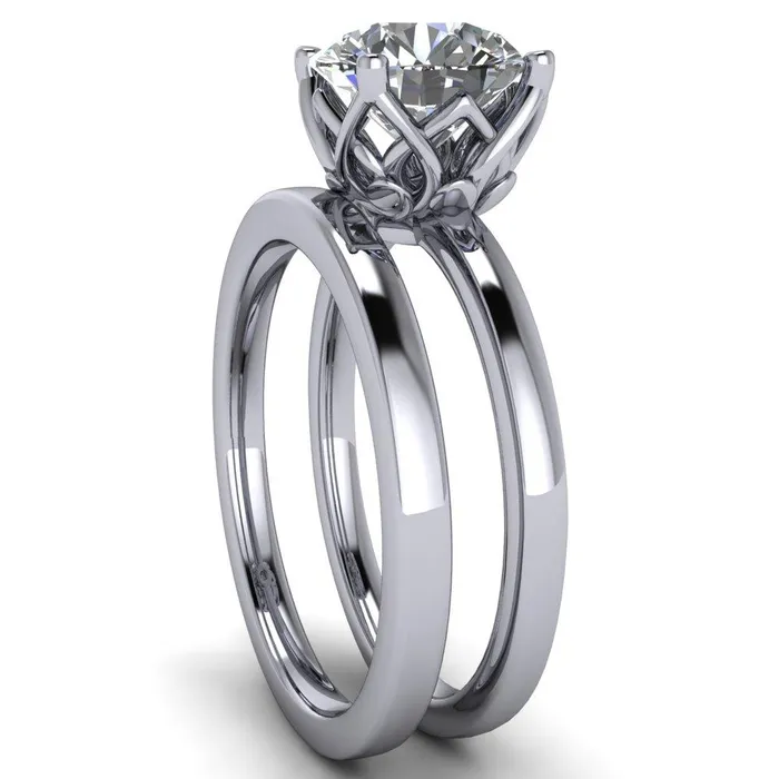Fire Brilliance Rings Euphori Round Center Stone Rose Basket Ring