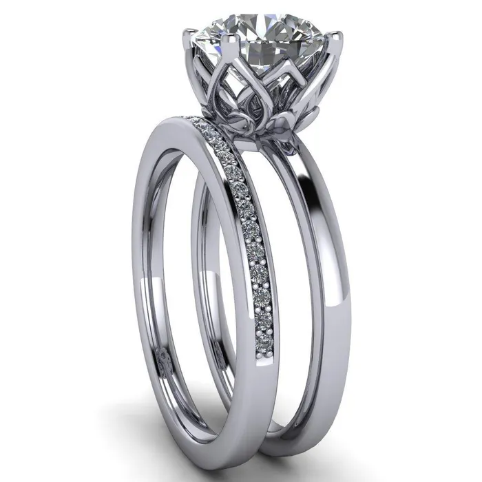 Fire Brilliance Rings Euphori Round Center Stone Rose Basket Ring