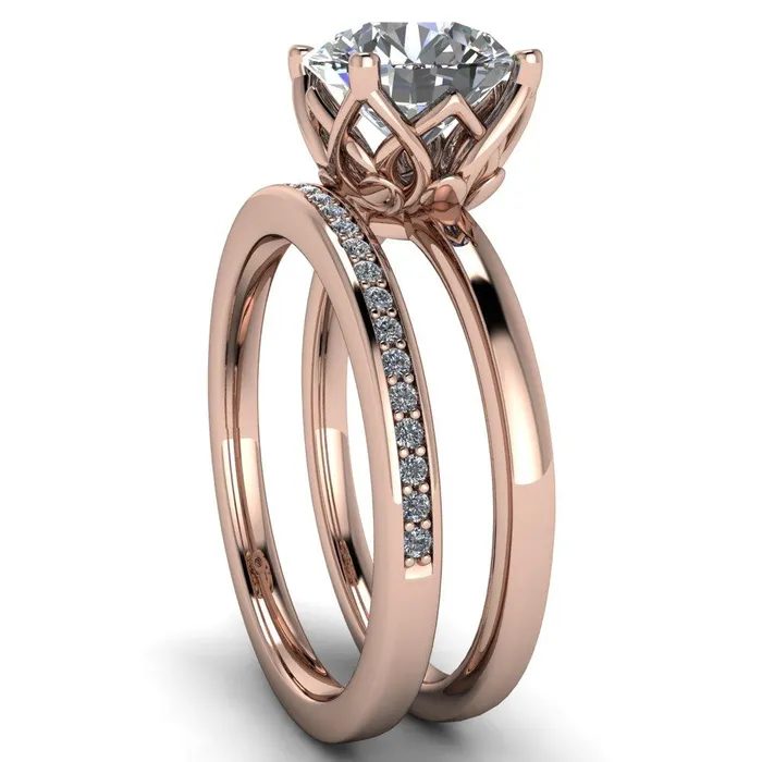 Fire Brilliance Rings Euphori Round Center Stone Rose Basket Ring