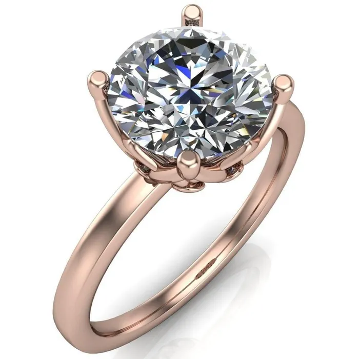 Fire Brilliance Rings Euphori Round Center Stone Rose Basket Ring
