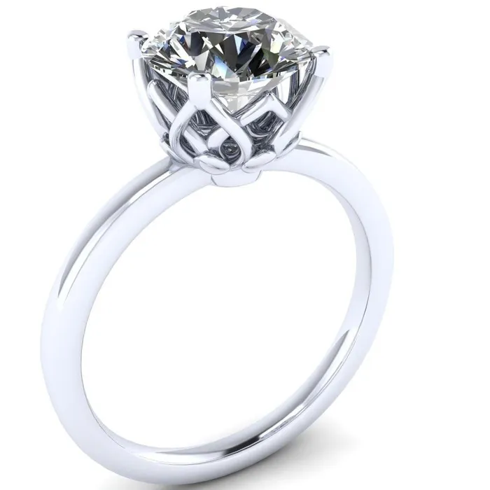 Fire Brilliance Rings Euphori Round Center Stone Rose Basket Ring