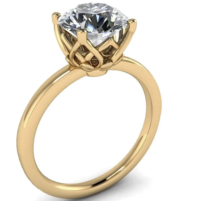 Fire Brilliance Rings Euphori Round Center Stone Rose Basket Ring
