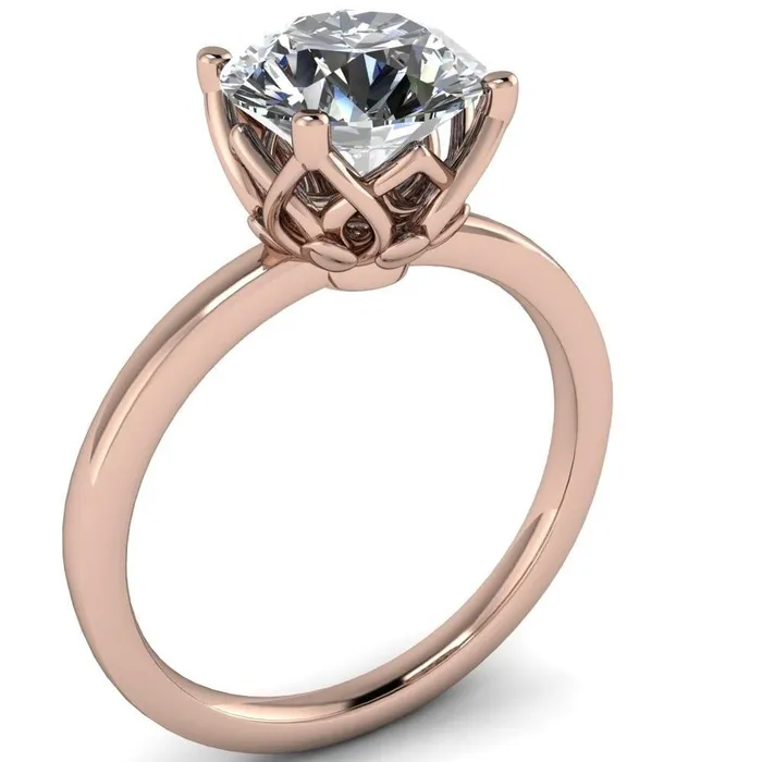 Fire Brilliance Rings Euphori Round Center Stone Rose Basket Ring