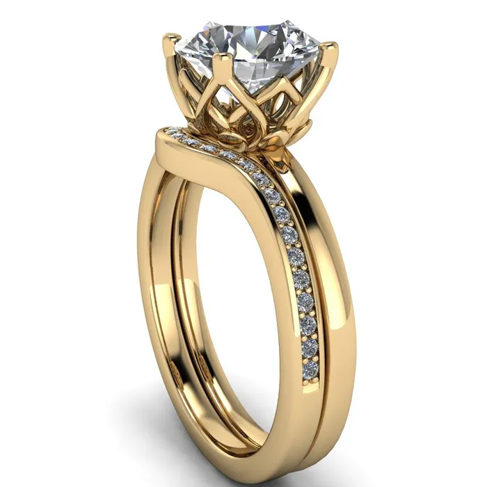 Fire Brilliance Rings Euphori Round Center Stone Rose Basket Ring