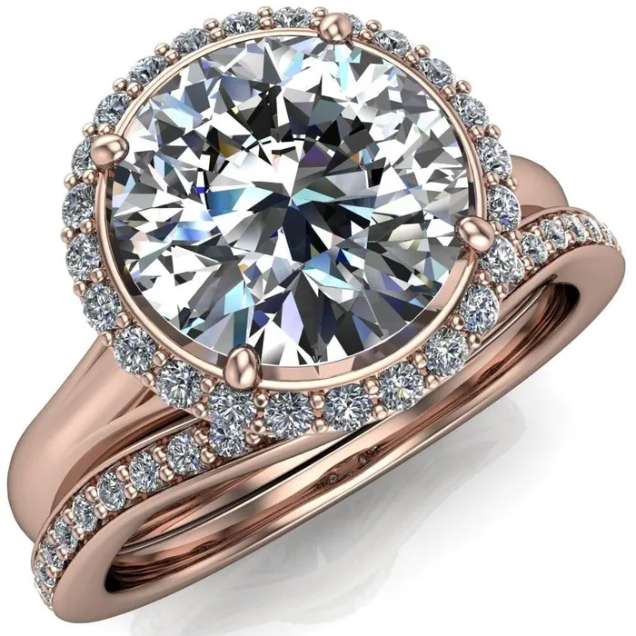 Fire Brilliance Rings Everly Round Center Stone Exquisite Bravada Shank Halo Diamond Ring Fire Brilliance Rings Everly Round Center Stone Exquisite Bravada Shank Halo Diamond Ring