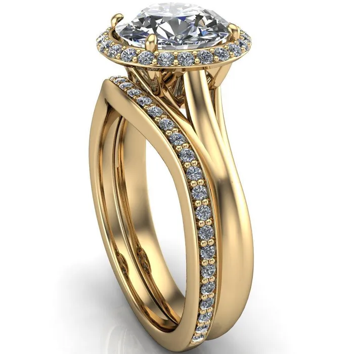 Fire Brilliance Rings Everly Round Center Stone Exquisite Bravada Shank Halo Diamond Ring